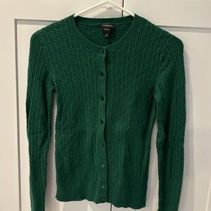 Women’s Talbots Size XS Cotton Forest Green Long Sleeve Cardigan